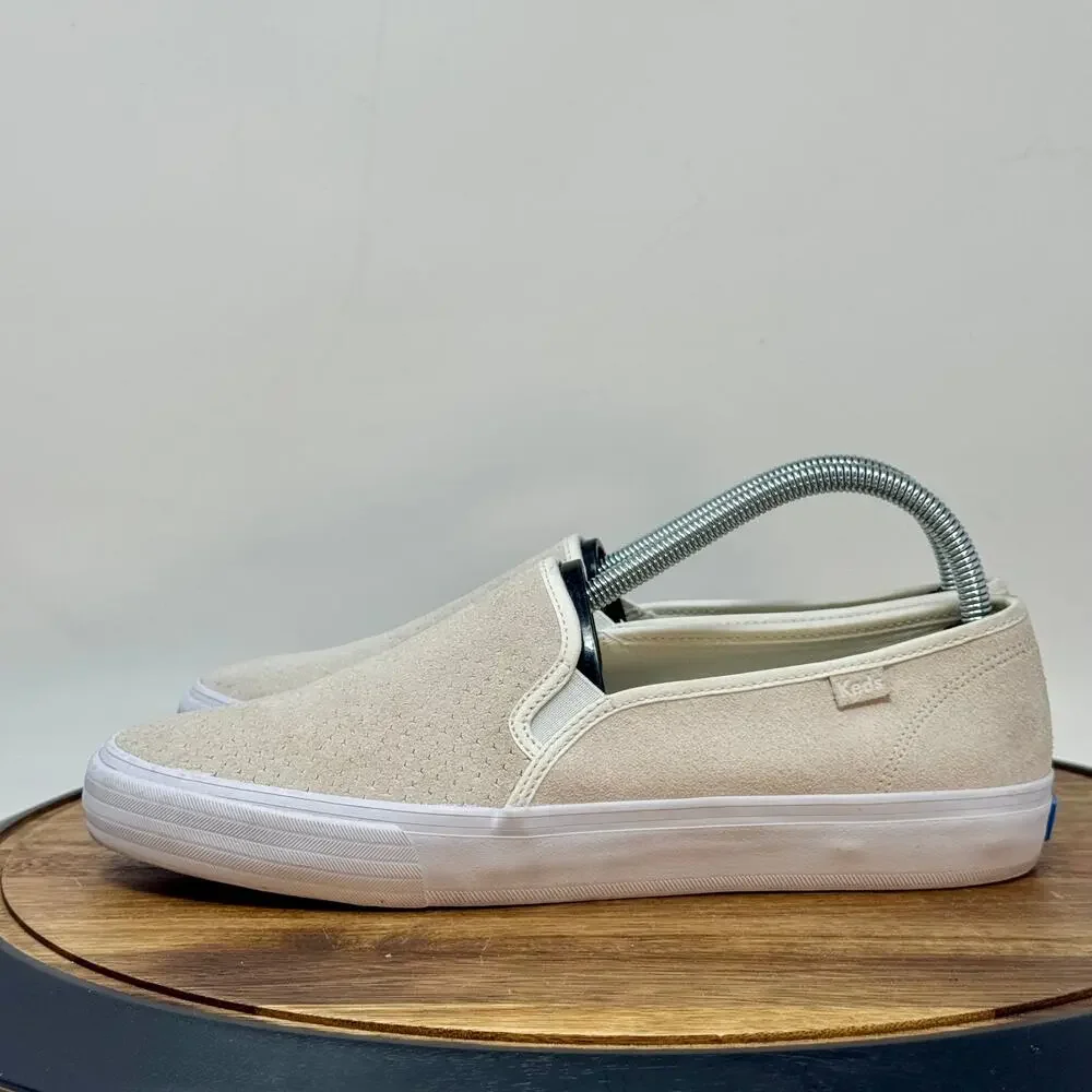 KEDS Double Decker Perforated Slip On Sneakers Off White Casual Shoes Women's 10